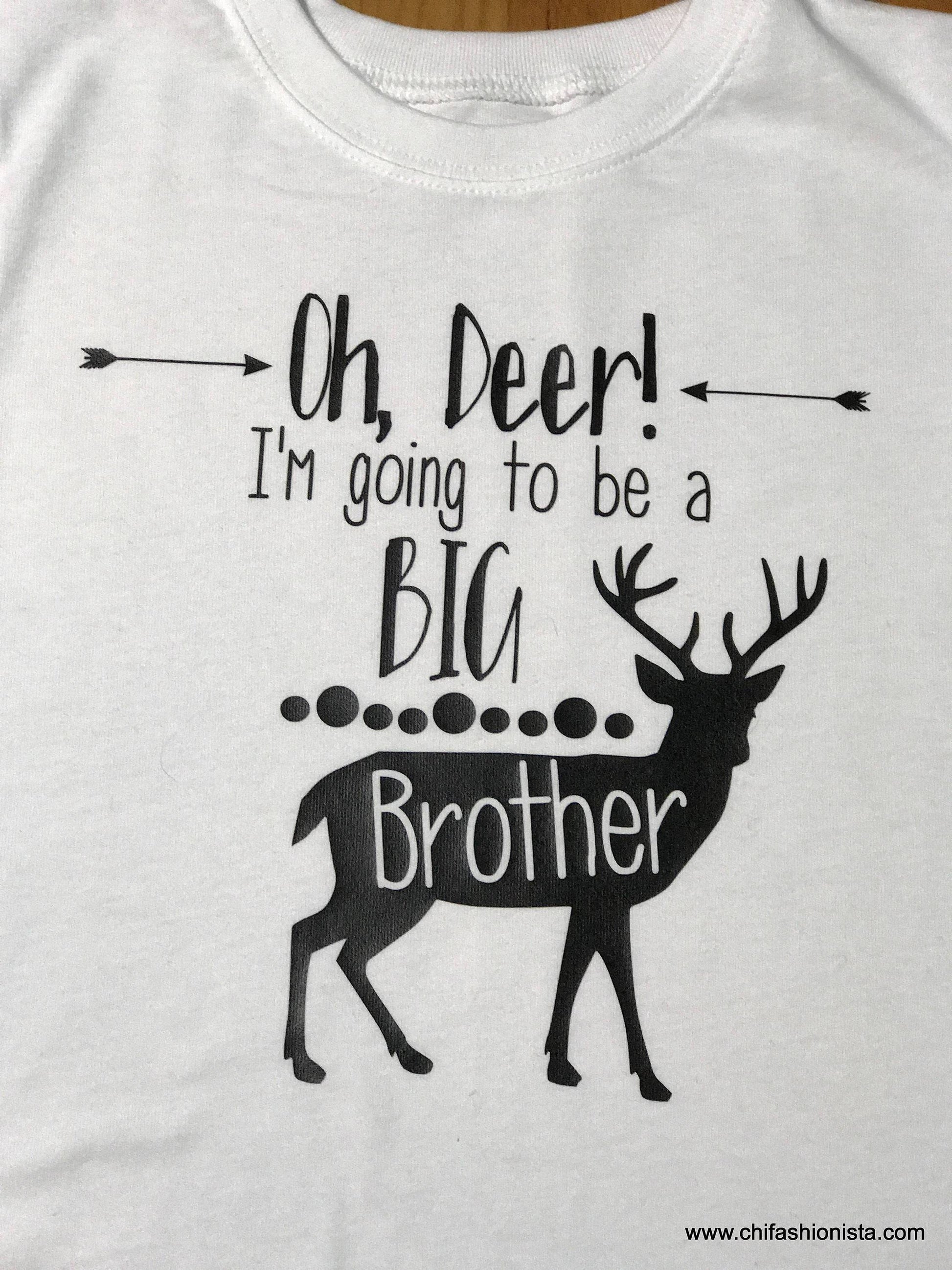 Handcrafted Children's Clothing, Clothing for Children and Parents, Oh Deer, I'm Going to Be a Big Brother- Pregnancy Announcement Shirt, chi-fashionista